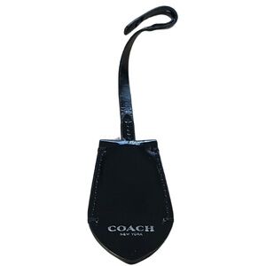 Coach Black Patent Leather Keychain Key Fob Bag Charm